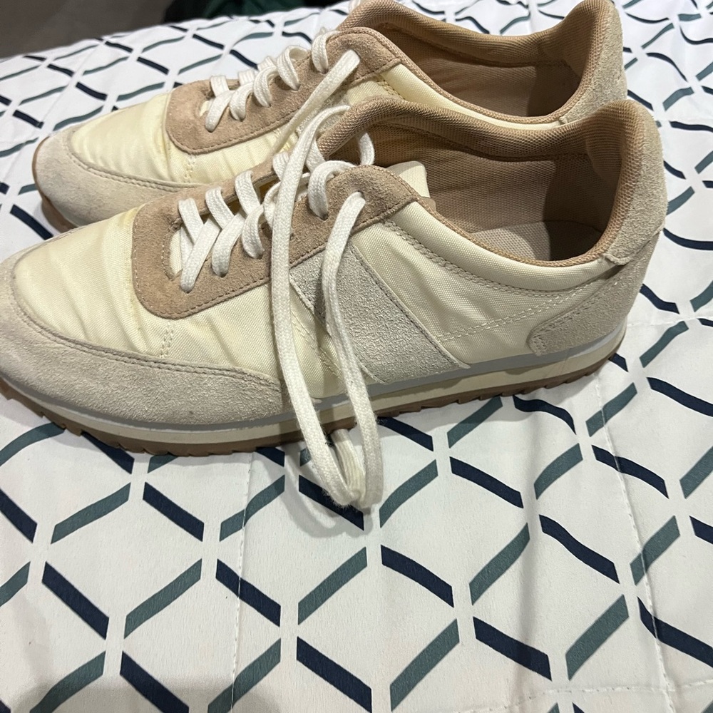 jcrew Cream and Tan Sneakers